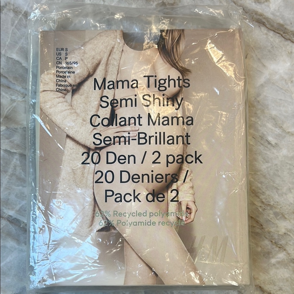 H&M Semi Shiny Mama Tights 2 Pack - Nude
